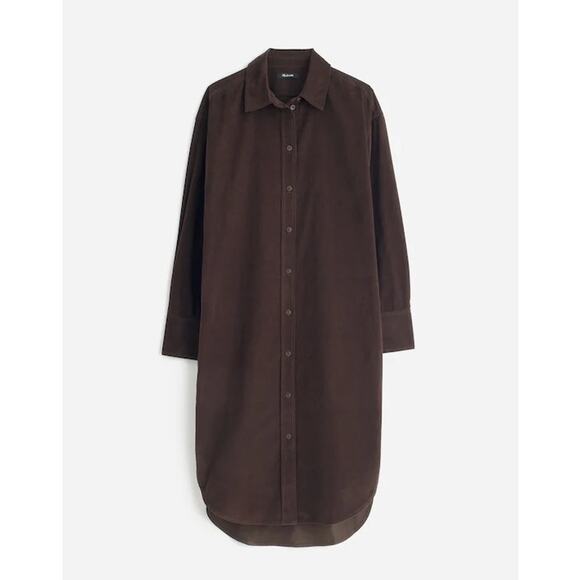 Madewell Corduroy Long-Sleeve Midi Shirtdress in "Dark Carob" Brown Size XXL - Picture 4 of 13